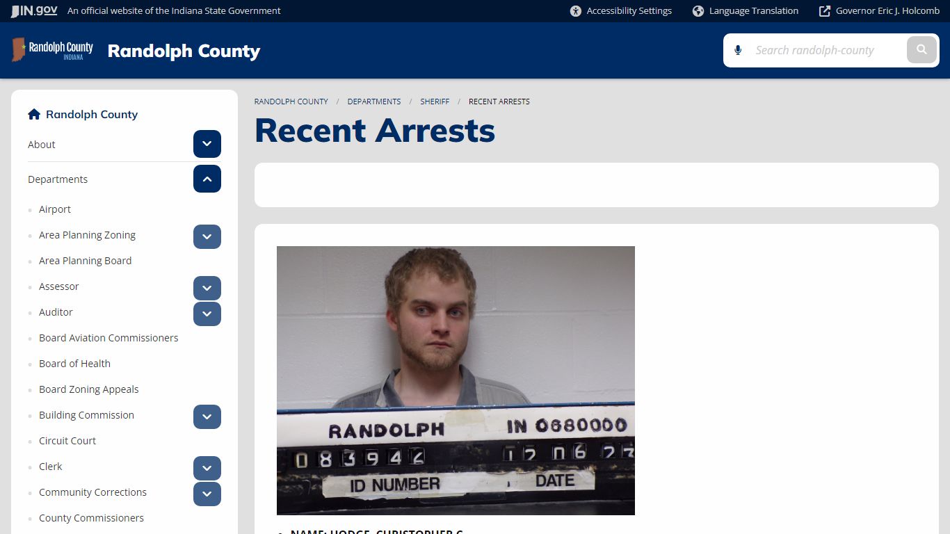 Randolph County: Recent Arrests - IN.gov